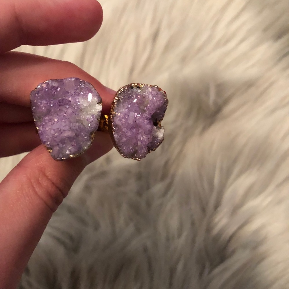 $5 SALE Purple Druzy Ring - Picture 3 of 3